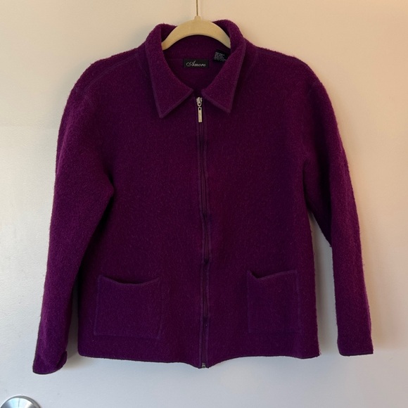 Elegant Women's Purple 100% Wool Jacket - Picture 1 of 5